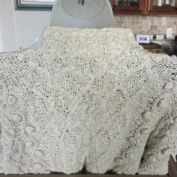 Quills Woolen Market Ireland hand diamond knit oatmeal colored fisherman… - Picture 3 of 13